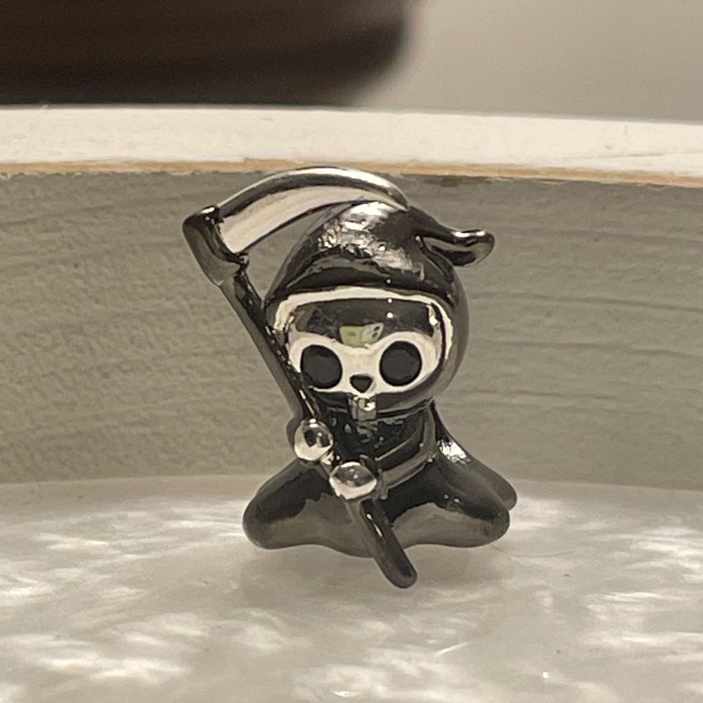 Bracelet Charm Grim Reaper with Scythe Sterling Silver - Picture 9 of 10